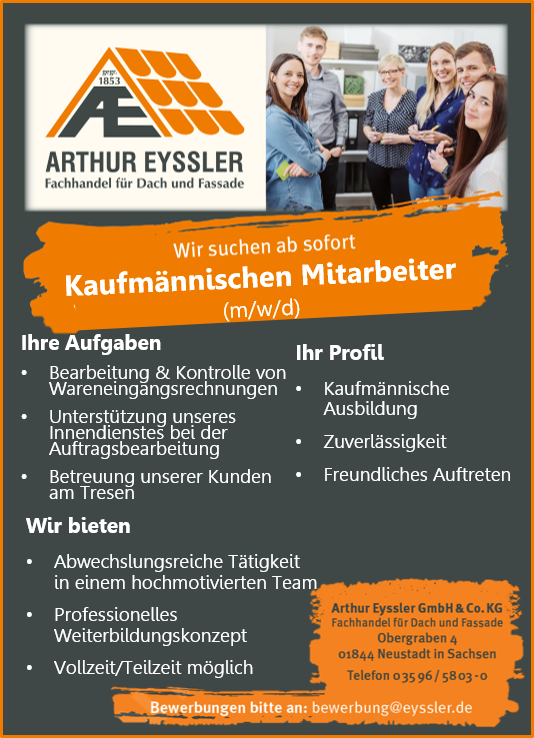 Kaufmännischer Mitarbeiter (m/w/d): Arthur Eyssler